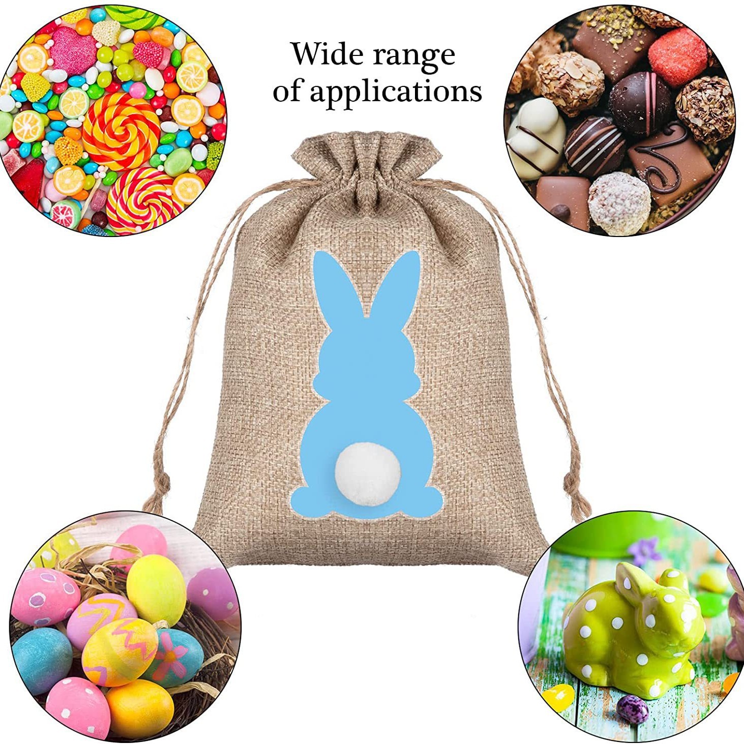 Easter Cute Funny Bunny Egg Storage Bundle Candy Packaging Gift Bag Hemp Drawstring Decoration