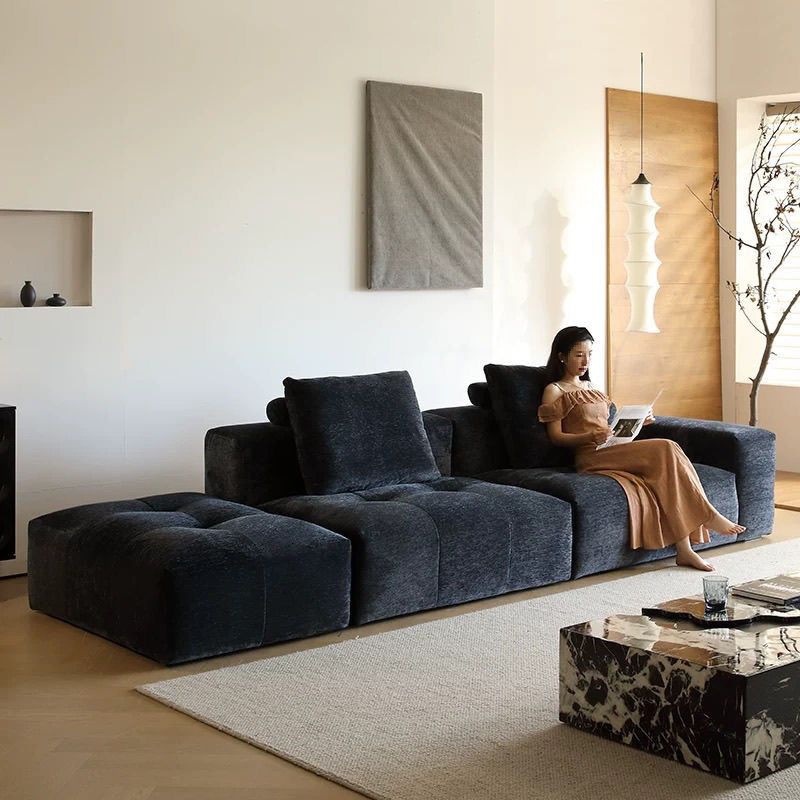 Pixel Sofa Cotton and Linen Black Fabric Sofa Italian Minimalist Module Combination Modern Living Room Corner Sofa