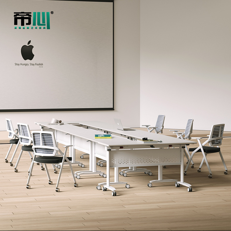 Folding Training Table, Movable Mechanism, Table and Chair Combination, Office Table, Conference Table, Folding Desks and Chairs