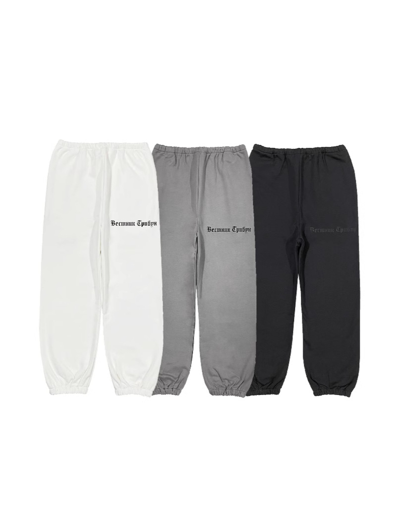 YEEZY Kanye High Street YZY Joint GOSHA Russian Slogan Black Dog Black Dog melange gray Thin Fleece Sweatpants