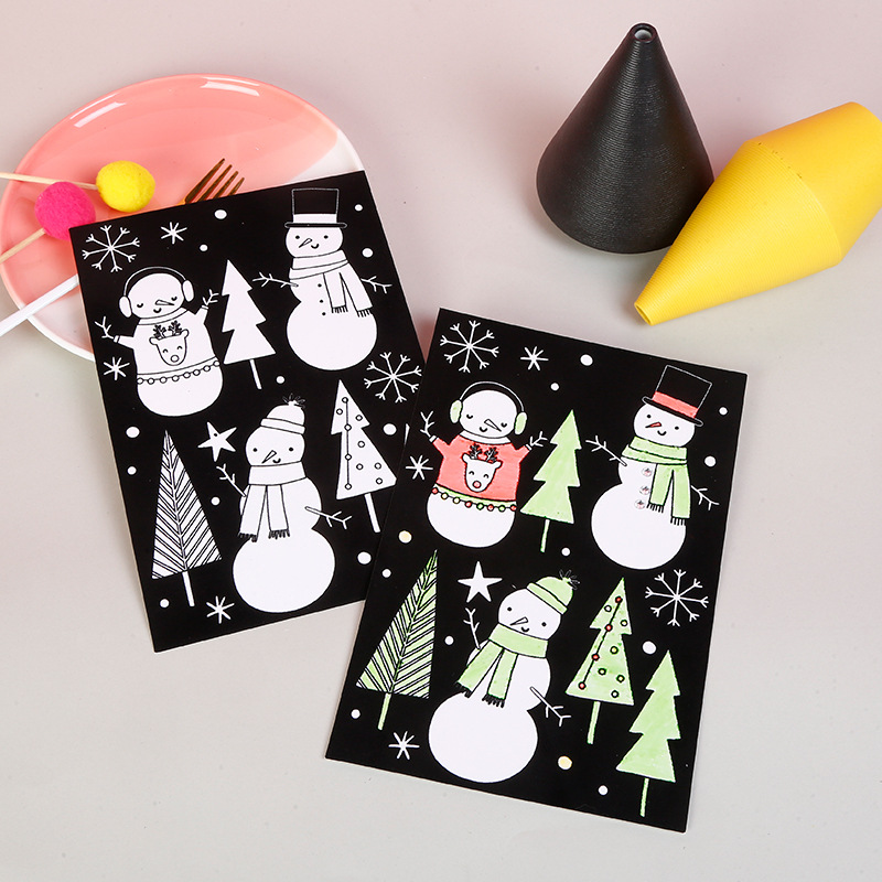 Flocking Painting Kidsren's Creative Paper Coloring DIY Hand-Painted Cartoon Drawing Board Baby Handmade Educational Graffiti Toys