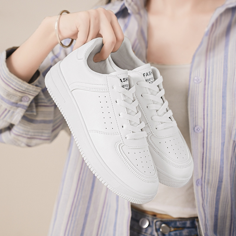 Autumn Women's Shoes 2024 New Breathable White Shoes Women's Korean-style All-match Thick-soled sneaker Casual Sneakers Trendy Shoes