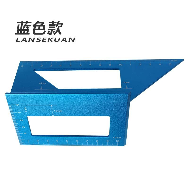 Woodworking T-Type Marking Gauge Multi-Functional Angle Ruler Aluminum Alloy 45 Degree 90 Degree Ruler Portable Guide Ruler Woodworking Tool