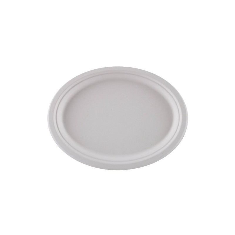 12inch Sugar Cane Pulp Oval Plate Dinner Plate Tableware Pulp Dish Disposable School Unit Company Canteen Dinner Plate