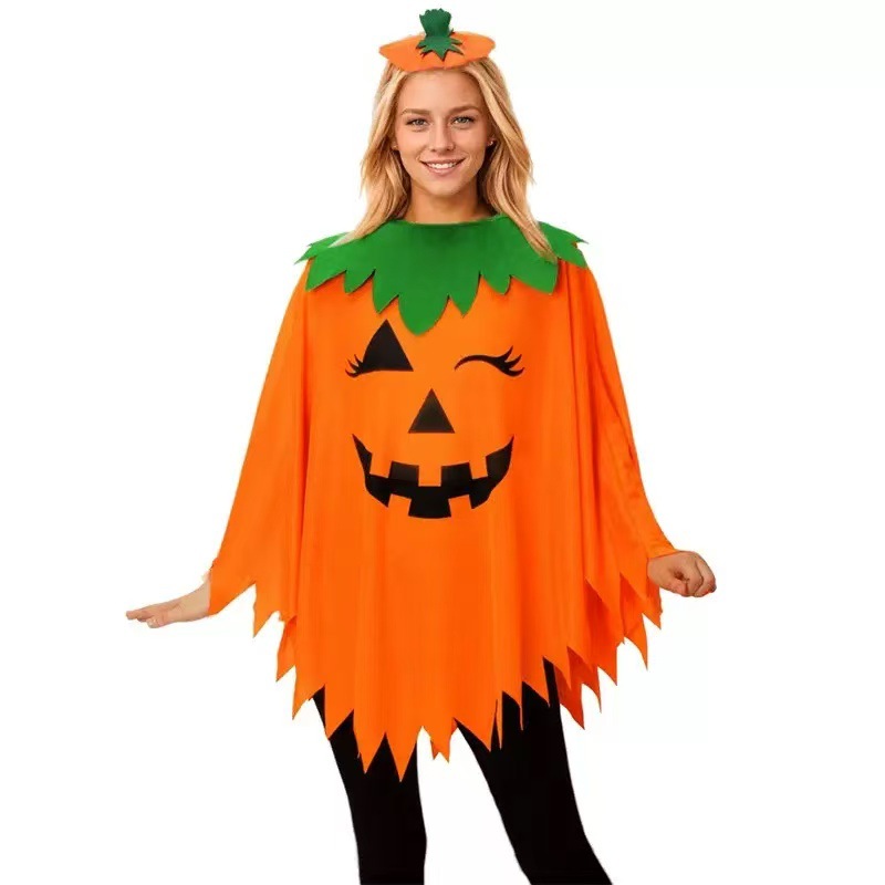 Halloween Costume Luminous Adult Kidsren Pumpkin Cloak Shawl Pumpkin Suit Cloak School Party Dress up