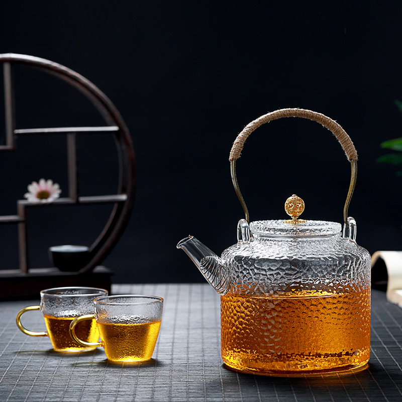 High Temperature Resistant Hammered Glass Handle Water Kettle Electric Ceramic Stove Teapot Water Kettle Steamed Tea Teapot Kung Fu Tea Set No