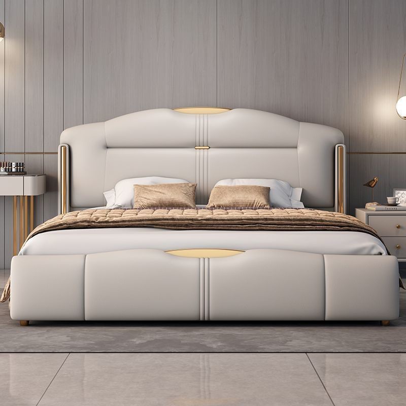2025 New Italian Minimalist Light Luxury Wedding Bed Bedroom Double Bed High Box Soft Bag New Product