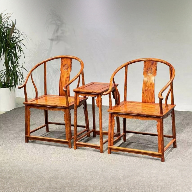 Hainan Huanghuali Single-Board Unicorn Armchair Mahogany Chinese-Style Living Room Furnishings Armchair Three-Piece Set Backrest Chair Furniture