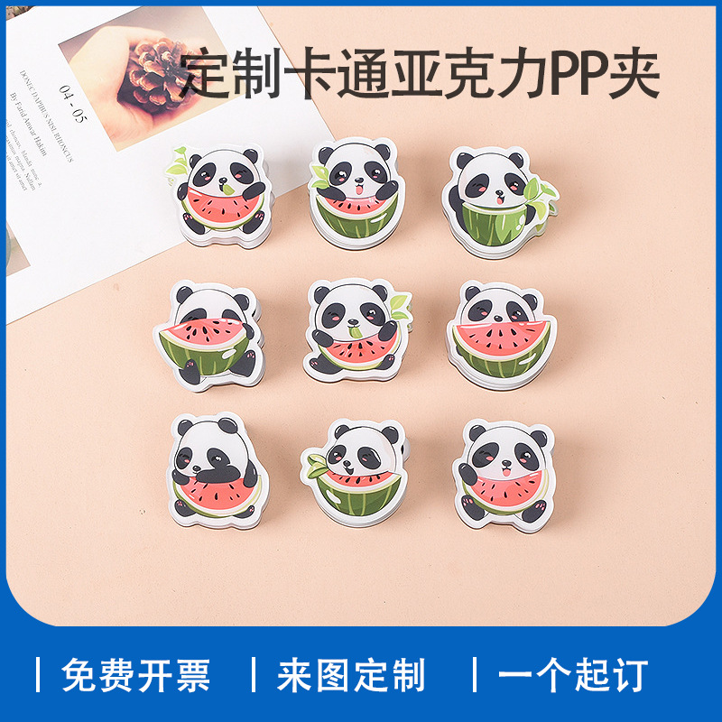Милый арбузный панда стоящий бренд оптовая акриловая прозрачная настольная декорация версия Q стоящий бренд производители оптовая DIY индивидуальная