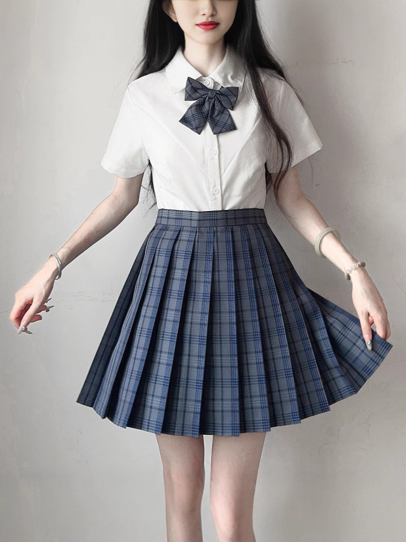 Summer Jk Uniform Waist-Cinching School Style Skirt Girly Pleated Skirt High-Waisted Short Skirt High-Waisted Slimming