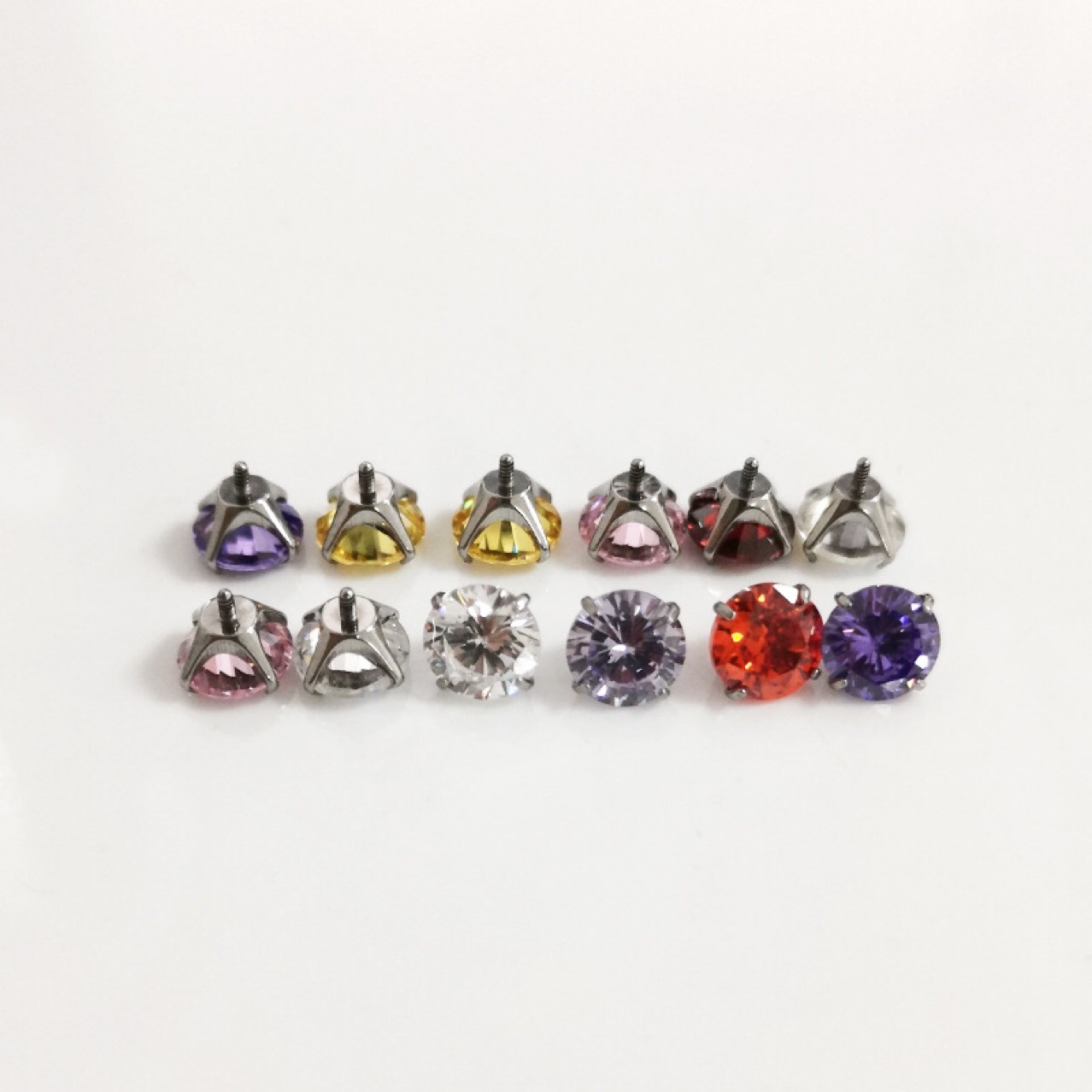 Stainless Steel Inner Thread Head Claw Zirconium Lip Nail Ear Bone Nail Ear Nail Accessories Outer Tooth Inlaid Zircon Piercing Jewelry