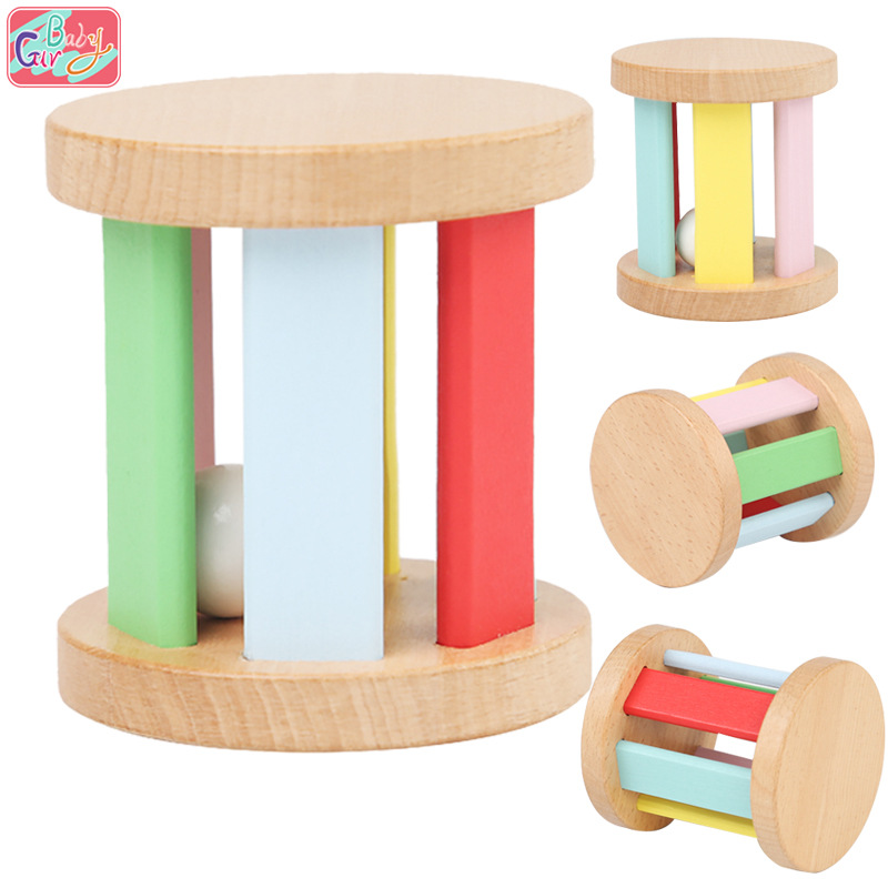 Wooden Infant Rainbow Crawling Rattle Kidsren Baby Boys and Girls Educational Early Education Enlightenment One-Year-Old Kidsren's Toys
