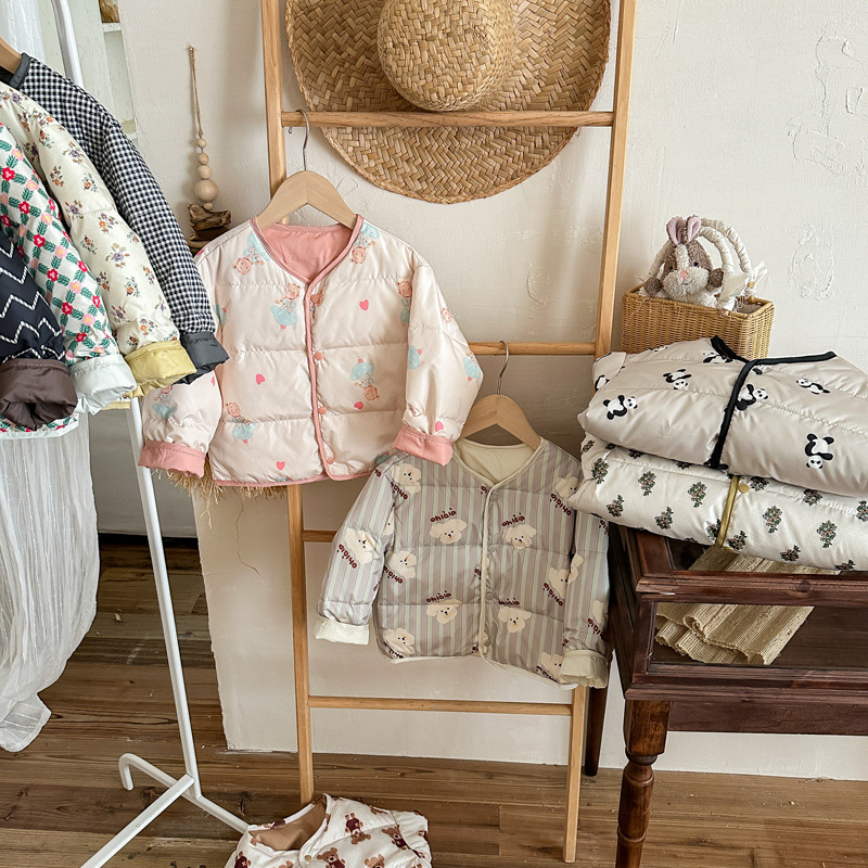 2024 autumn and winter new children's double-sided down vest for boys and girls baby warm baby down liner