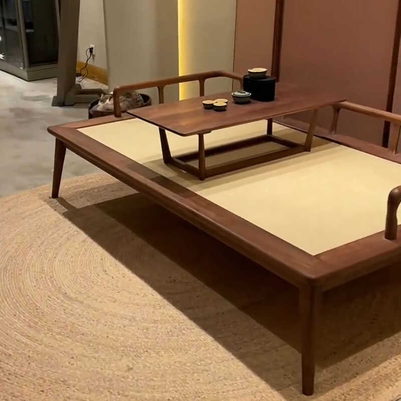 Zen black walnut wood all solid wood 2.1m Luo Han chair kang several combination new Chinese style white wax wood Luo Han bed