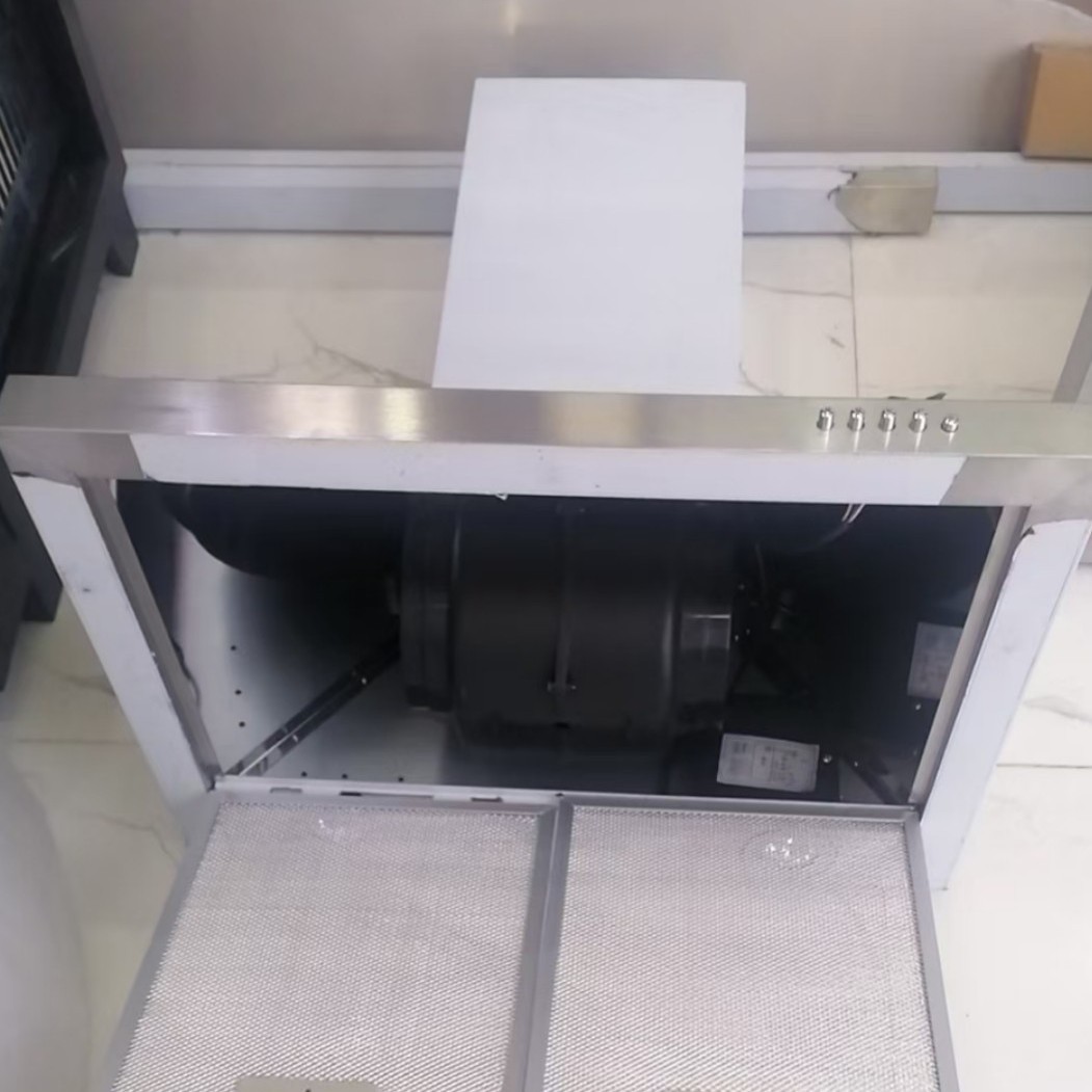 Island-Style Range Hood with Top Suction, Flat Cover, Island-Mounted, Square Shape, Reversible Switch, European and American Standard Plug