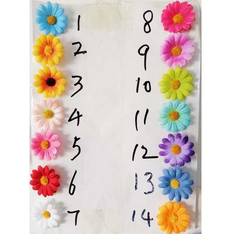 Simulated 4cm Small Chrysanthemum DIY Sun Flower Head Small Daisy Arch Road Leading Flower Arrangement Flower Garland Head Jewelry Wholesale