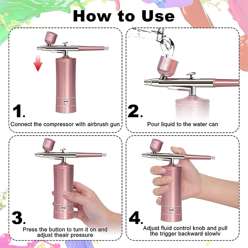 Air compressor kit Amazon electric spray gun spray pen color beauty nail painting spray oxygen injector