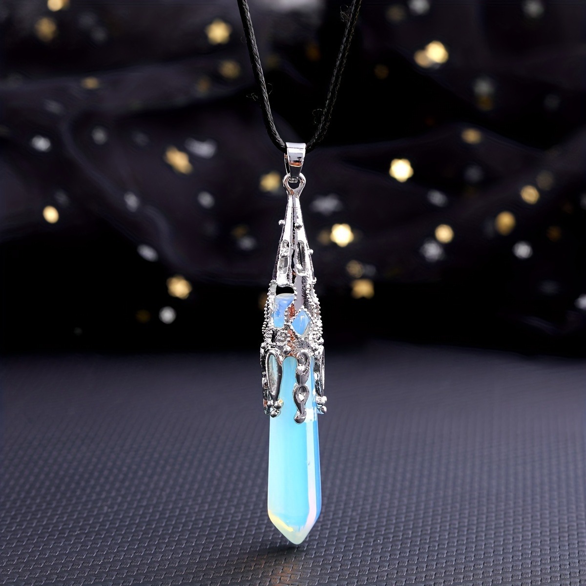 Cross-Border Hot Selling Natural Stone Pink Crystal Green Aventurine Amethyst Single Pointed Hexagonal Conical Pendulum Pendant Wholesale Inlay