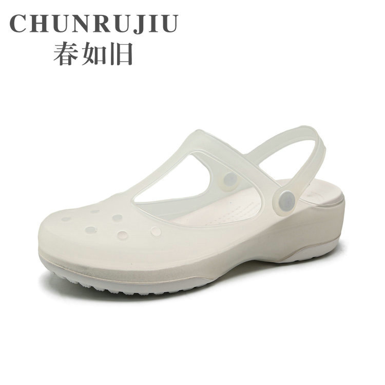 Mary Jane Hole Shoes Women's Beach Shoes EVA Sole TPU Upper Non-Slip Eco-Friendly Eco-Friendly Jelly Sandals Nurst Shoes