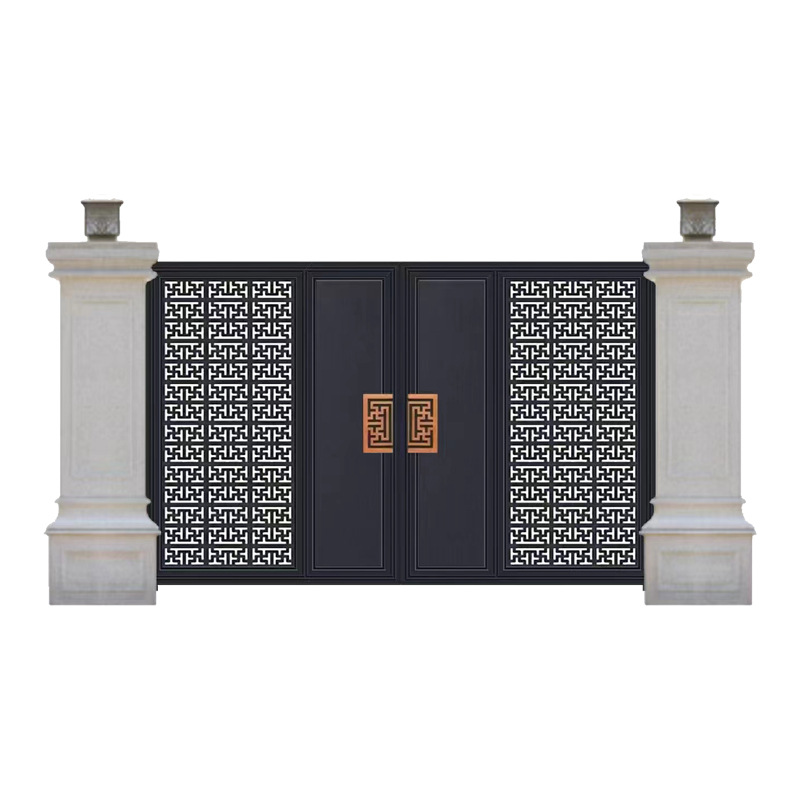 New Chinoiserie Entrance Door, Rural Self-Built House, House Courtyard Garden, Aluminum Alloy Chinoiserie Courtyard Door Manufacturer Customization