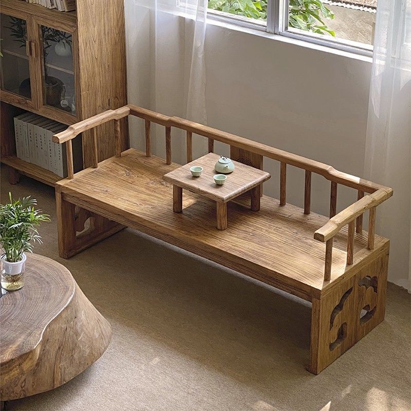 New Old Elm arhat bed living room push-pull dual-use sofa beauty bed solid wood small apartment combination bed