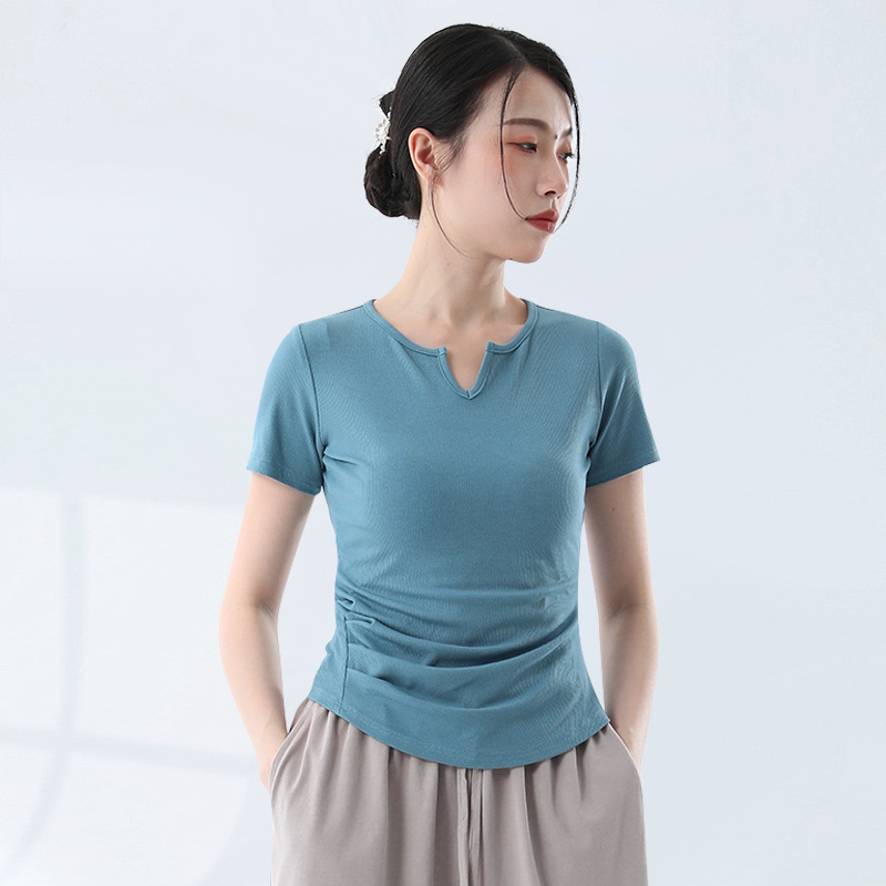 Новая одежда для учителей танцев, повседневная йога, топ с коротким рукавом, облегающий тренировочный костюм, базовая одежда для практики танцев