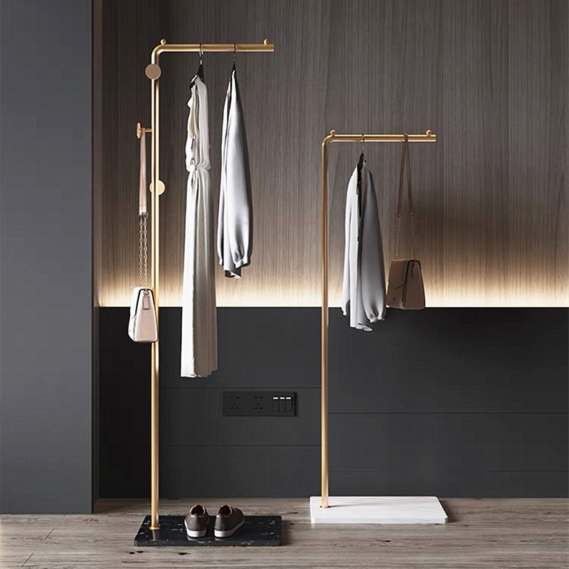 Nordic Style Clothes Hanger Floor-Standing Bedroom Simple Household Storage Rack Light Luxury Modern Rod-Style Internet Popular Ins Coat Rack