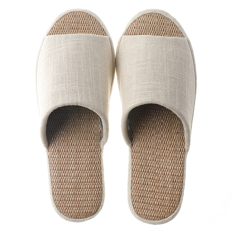 Summer Linen Rattan Slippers Women's Cotton Linen Japanese-style Fabric Home Shoes for Home Breathable Non-slip Indoor Bedroom