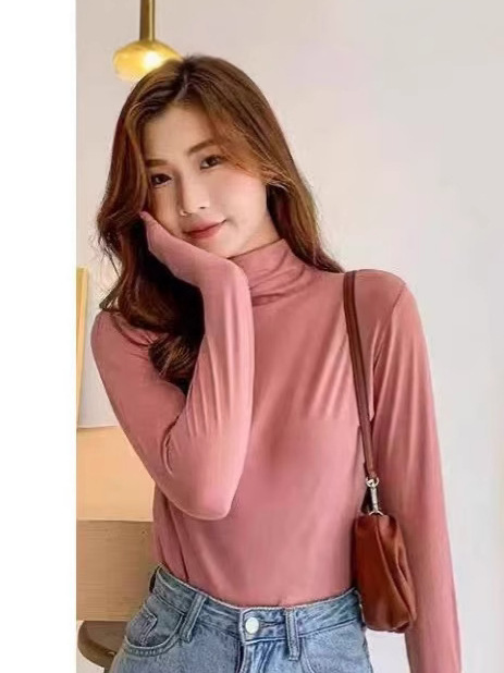 A2024 # Nine-Color Half Turtleneck Facial Mask Base Layer Modal Skin-Fribottomly High-Elastic Slim Long-Sleeved Facial Mask