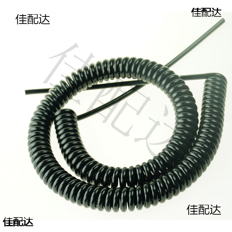 Spring wire 2 core 3 core 4 core PU telescopic spiral cable GB copper core cable black high elastic power cord