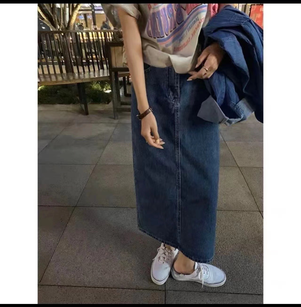 2023 New Maternity Denim Skirt Fashionable Slit Hip Skirt Easiest for Match Maternity Slim Fit