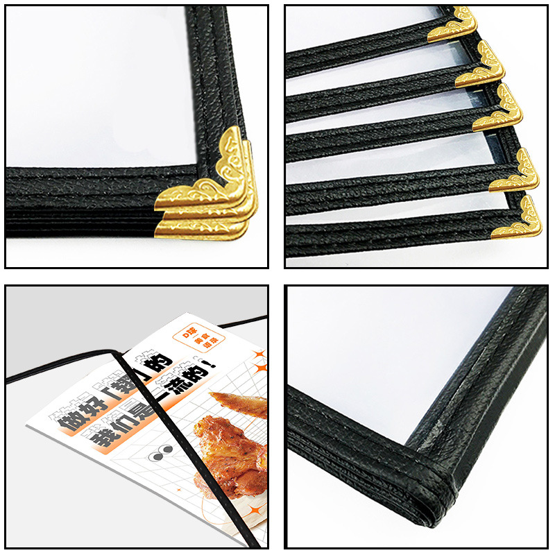 In-Stock Wholesale Transparent Pvc Loose-Leaf Menu Holder for Restaurants and Hotels, A4 Leather Menu Book