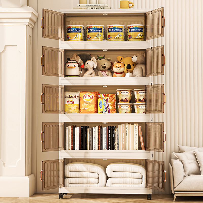 Installation-Free Folding Storage Box Household Simple Toy Storage Cabinet Storage Box Snack Cabinet Kitchen Plastic Storage Cabinet