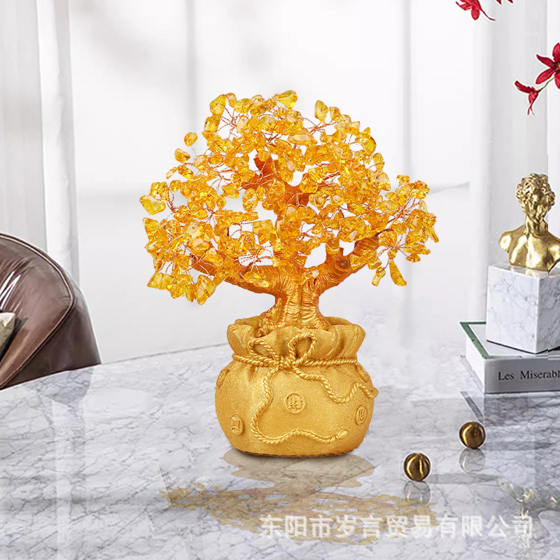 New creative citrine fortune tree ornaments fortune tree cash cow home decoration Craft Gifts Wholesale
