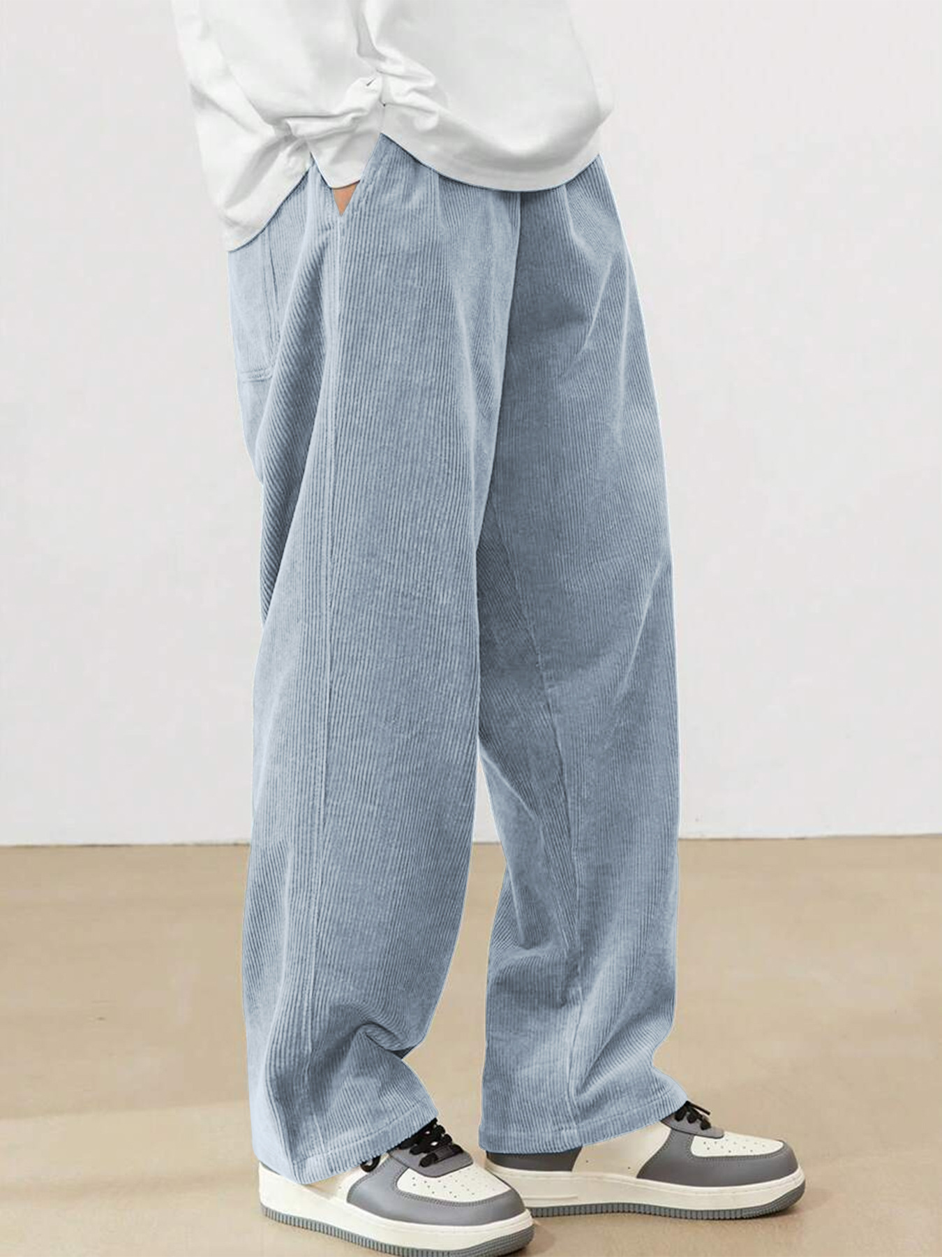 Men's Autumn and Winter Loose Wide-leg Pants Pendant Casual Pants Men's Japanese Style Solid Color Simple Trendy Brand Crock Pants