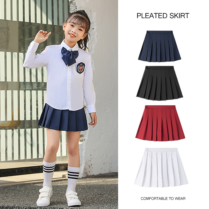 Girls' Skirt Pleated Skirt Korean 2024 New Children's All-match College Style Skirt Primary School Uniform