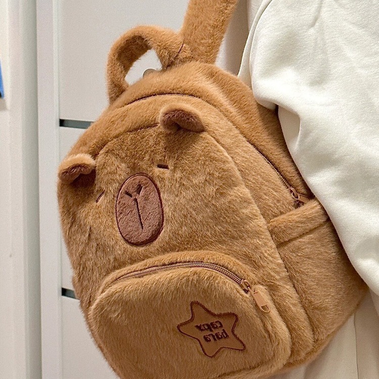 2025 New Kapibala Plush Capybara Backpack Cute Crossbody Handbag Female Cartoon Student Small Backpack