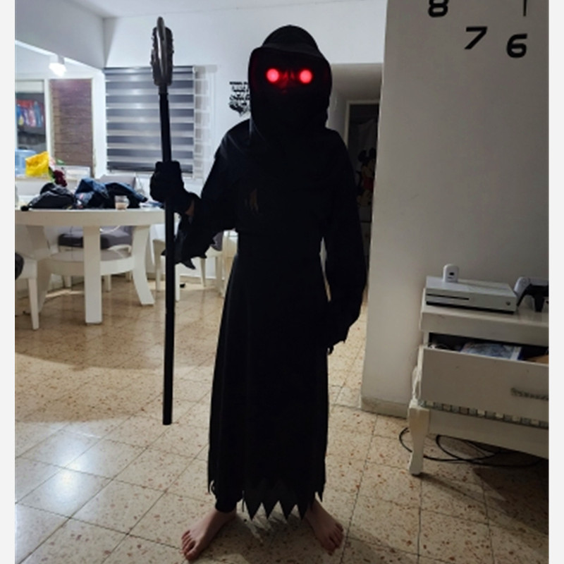 Halloween Red Eye Death Costume Kids Dark Ghost Horror Cosplay suit Ghost Demon Show