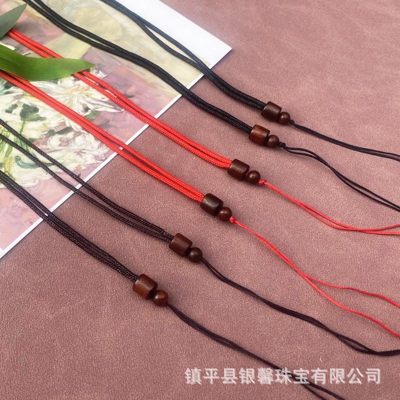 Jade jewelry Jade gold pendant lanyard hand-knitted wooden cotton thread adjustable length pendant jade pendant necklace rope