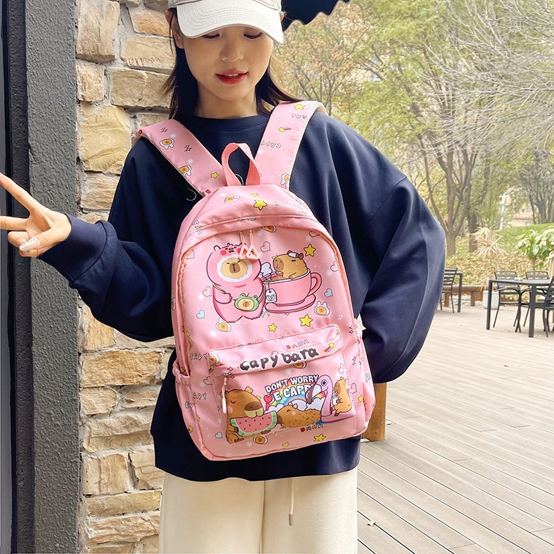 Kapi Bala Backpack Junior High School and Primary School Students Schoolbag Large Capacity Backpack Cute Lightweight All-match Student Bag