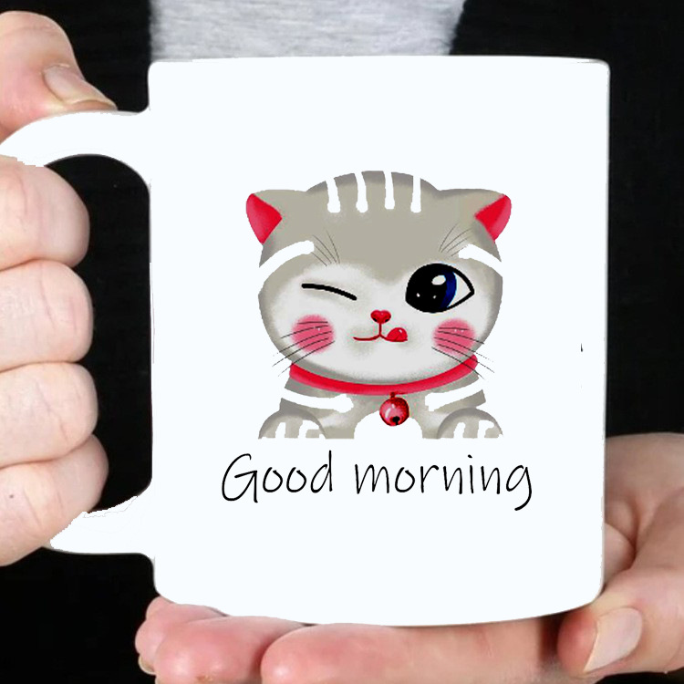 Manufacturers supply simple C- handle A- level thermal transfer blank ceramic mug printed LOGO promotional gifts