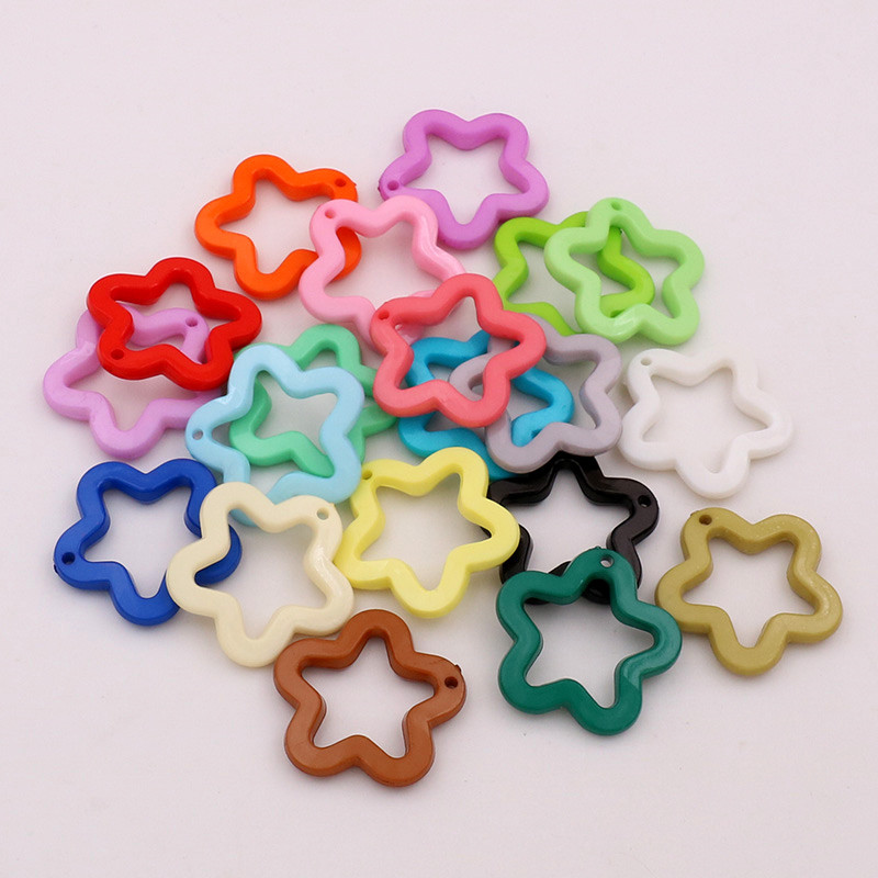 DIY jewelry accessories acrylic 30mm with hole plum blossom five-pointed star pendant keychain bag pendant material