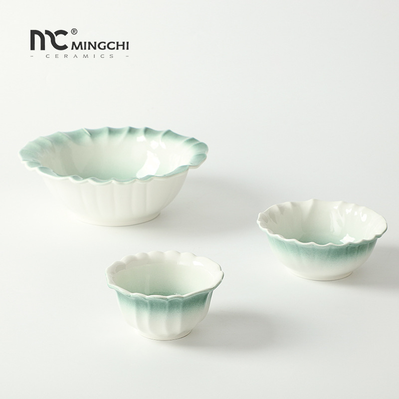 Chaozhou Mingchi Kiln-Glazed Scandinavian Japanese Kiln-Turned Retro Creative Ceramic Simple Bowls and Plates Tableware Set