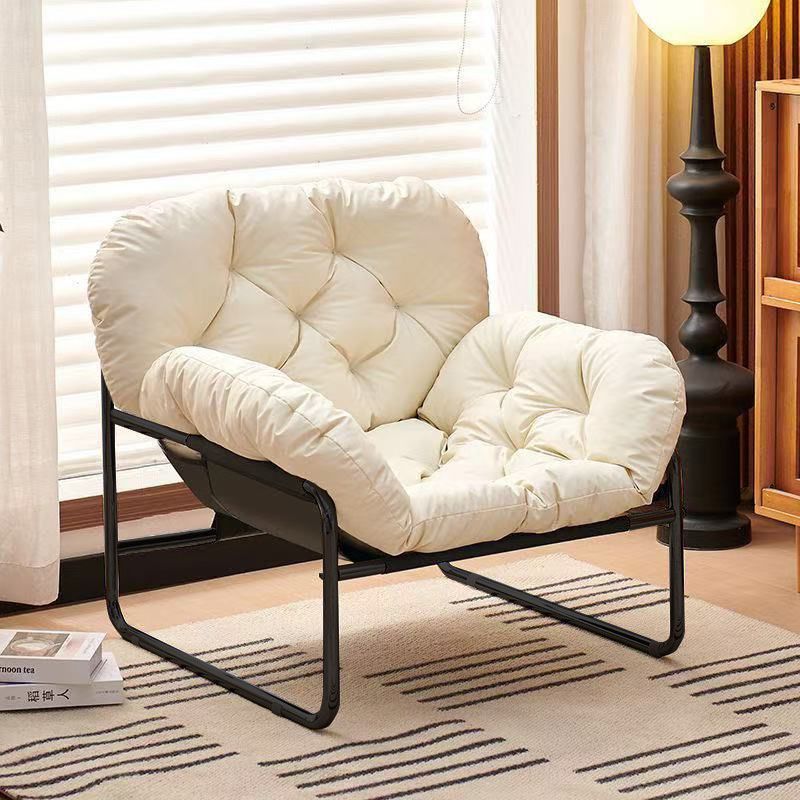 Single Sofa Chair Nordic Style Living Room Balcony Lazy Sofa Antique Style Solid Color Leisure Chair Lunch Break Wrought Iron Sofa