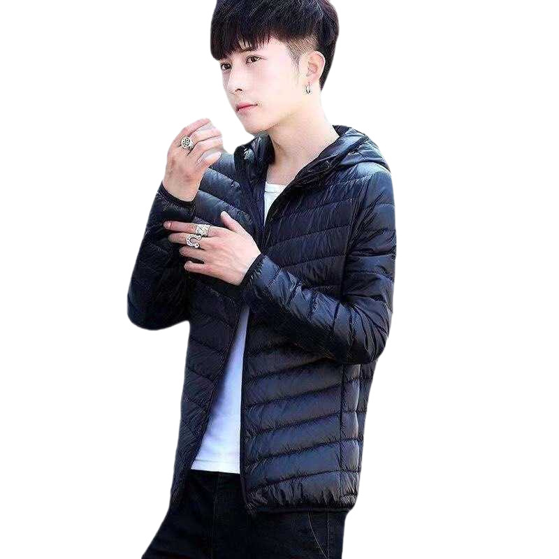 Men's Lightweight Cotton Jacket for Winter, Slim Fit, Hooded, Stand Collar, Solid Color, Warm Vest Coat for Men