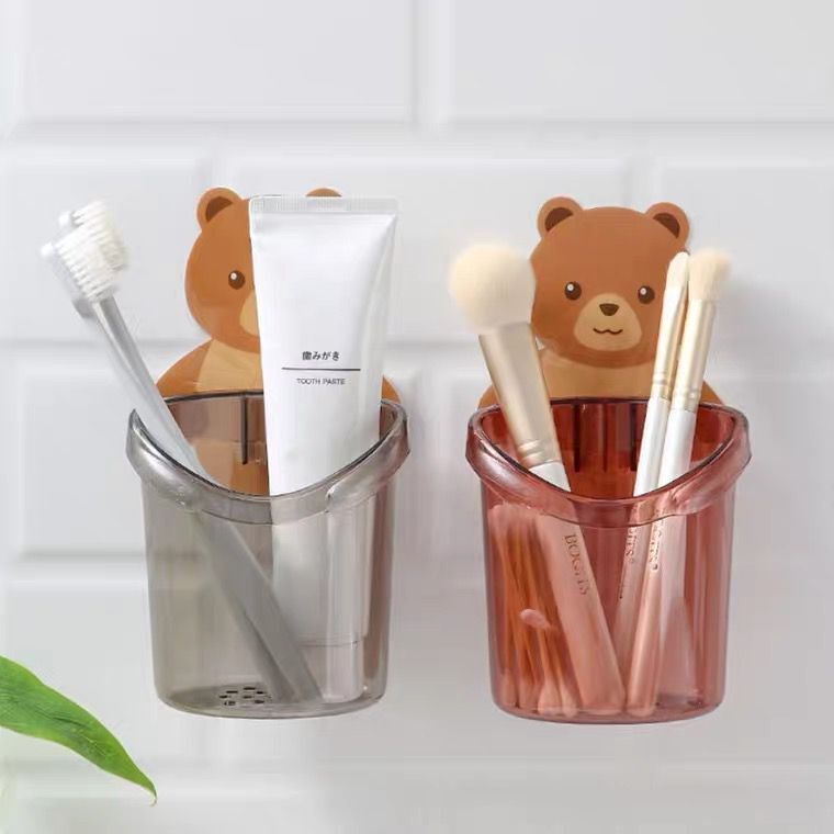 Держатель для зубных щеток с медвежонком настенный крепежный держатель для стаканов с клеем для сушки туалетных стаканов