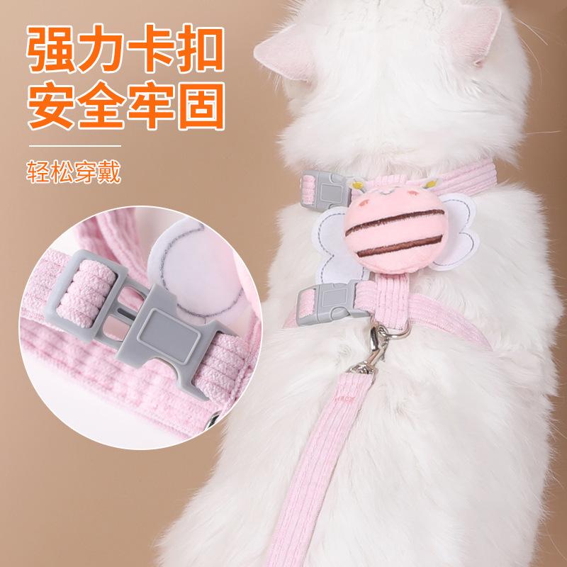 Pet Supplies Cat Chest Back Traction Rope Breathable Small Dog Dog Rope Walking Cat Dog Rope Cartoon Bee