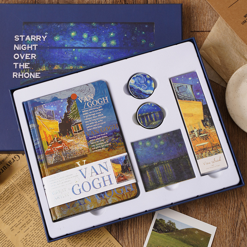 Retro Art Oil Painting Hand Account Set Creative Van Gogh Monet Gift for Students Art Hand Account Book Holiday Gift