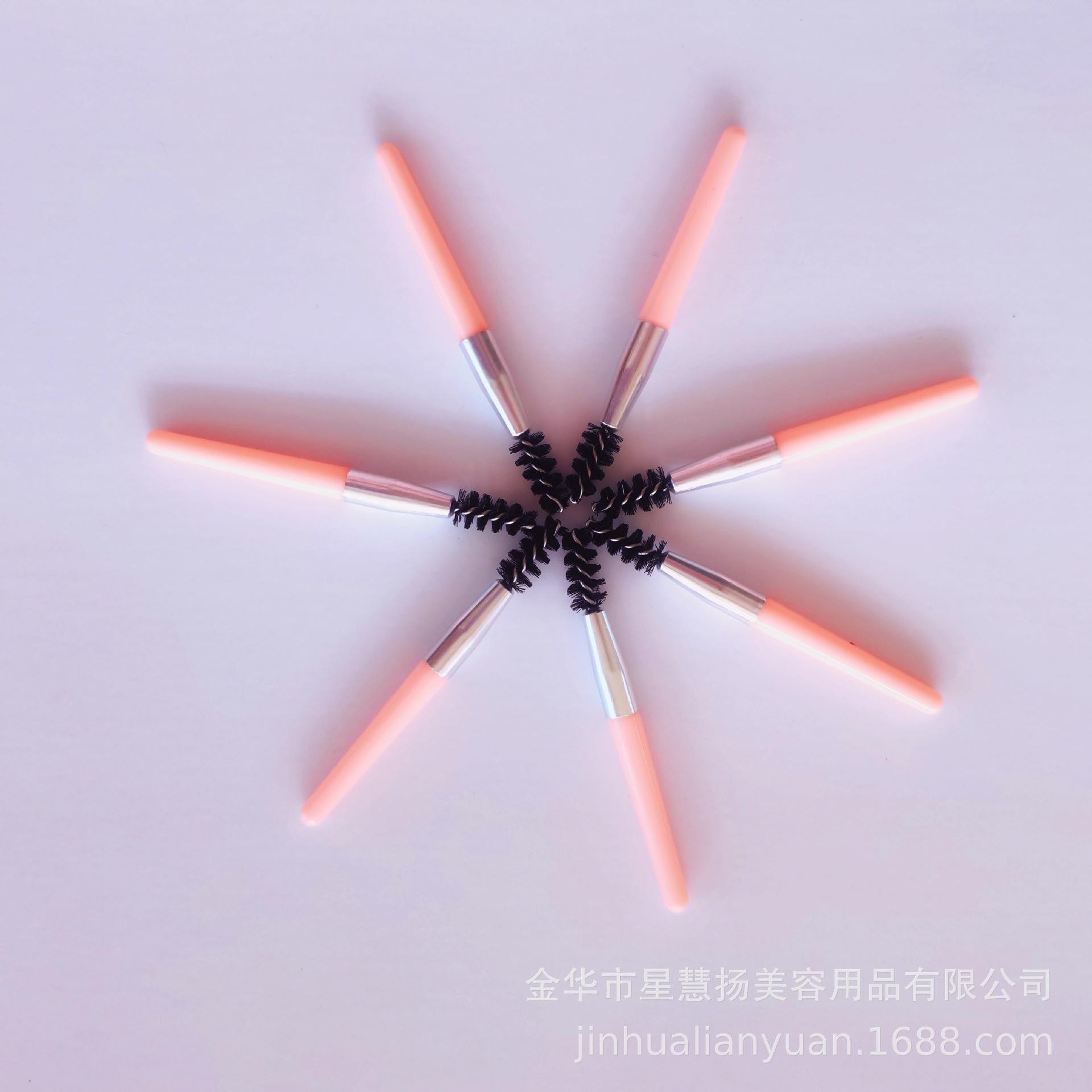 Розовая кисть для макияжа, твердая короткая ручка, серебряный алюминий, портативная щетка для ресниц, инструмент для наращивания ресниц