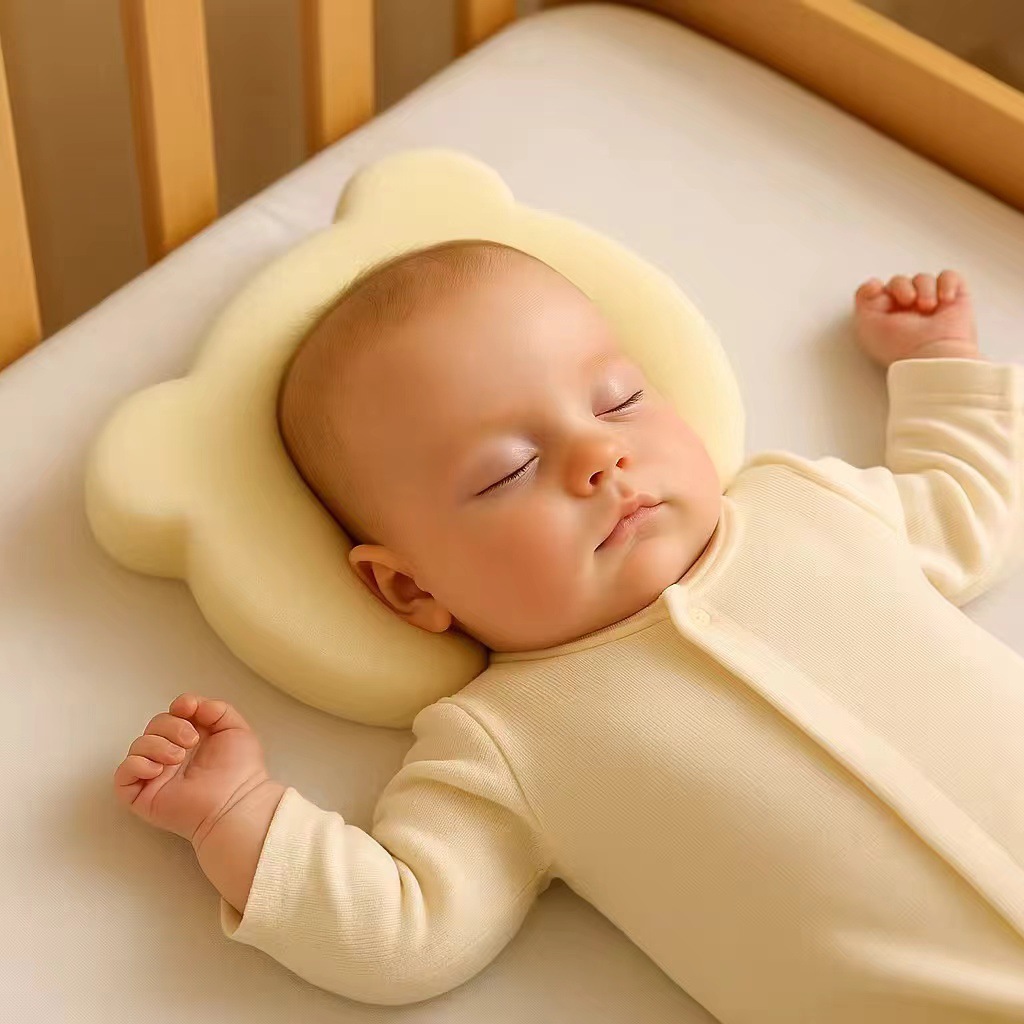 Baby Shaping Pillow Breathable 0-1 Year Old Newborn Silicone Pillow Type Correction Anti-Eccentric Head Silicone Sponge Pillow Core
